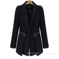 Plus Size Winter Fashion Women Solid Black Turn-Down Collar Long Sleeve Coat